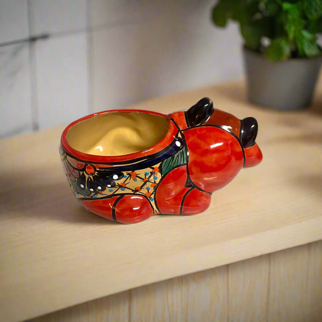 Talavera Cow Planter | Hand-Painted Mexican Ceramic Animal Pot