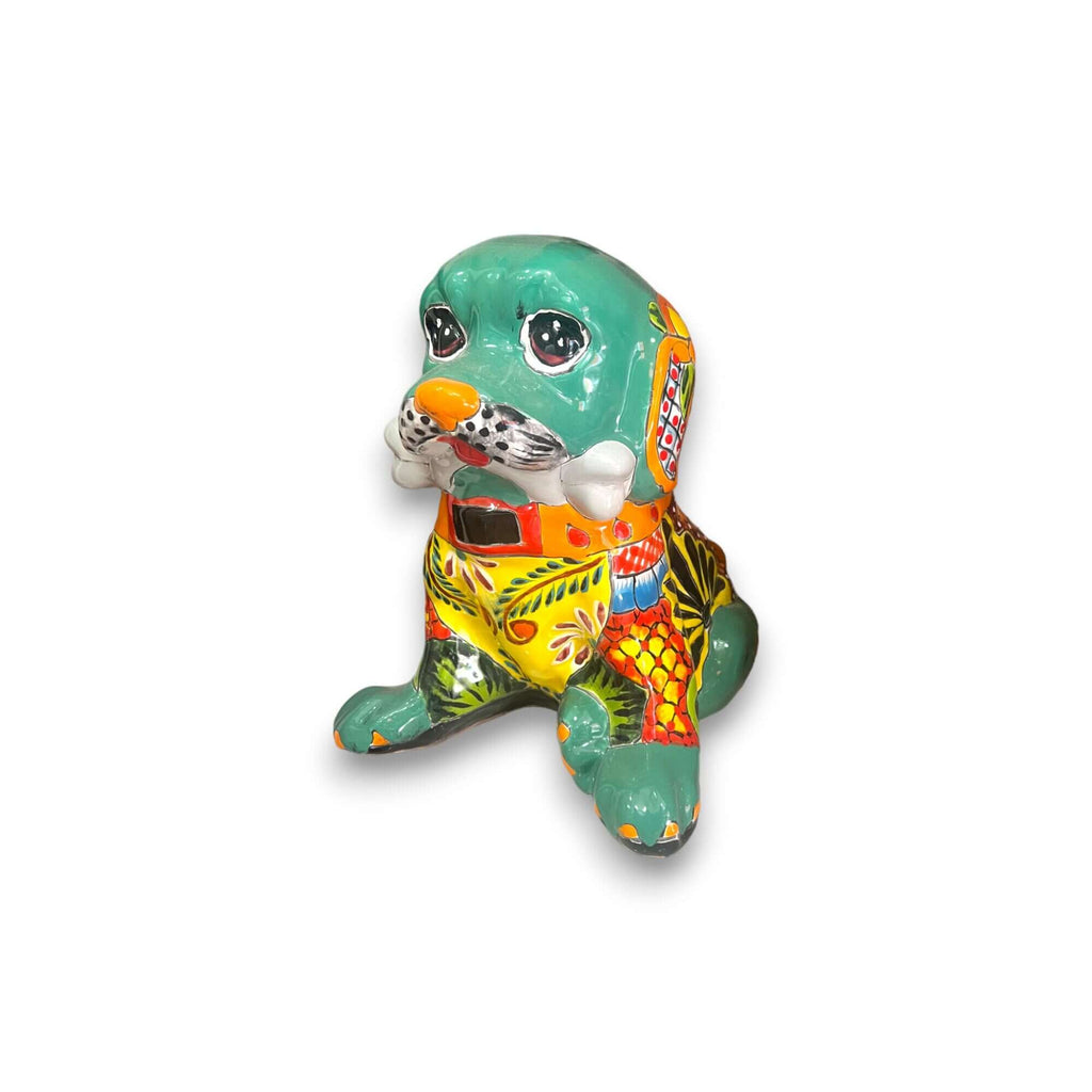 Talavera Dog Statue | Colorful Hand-Painted Mexican Puppy Decor