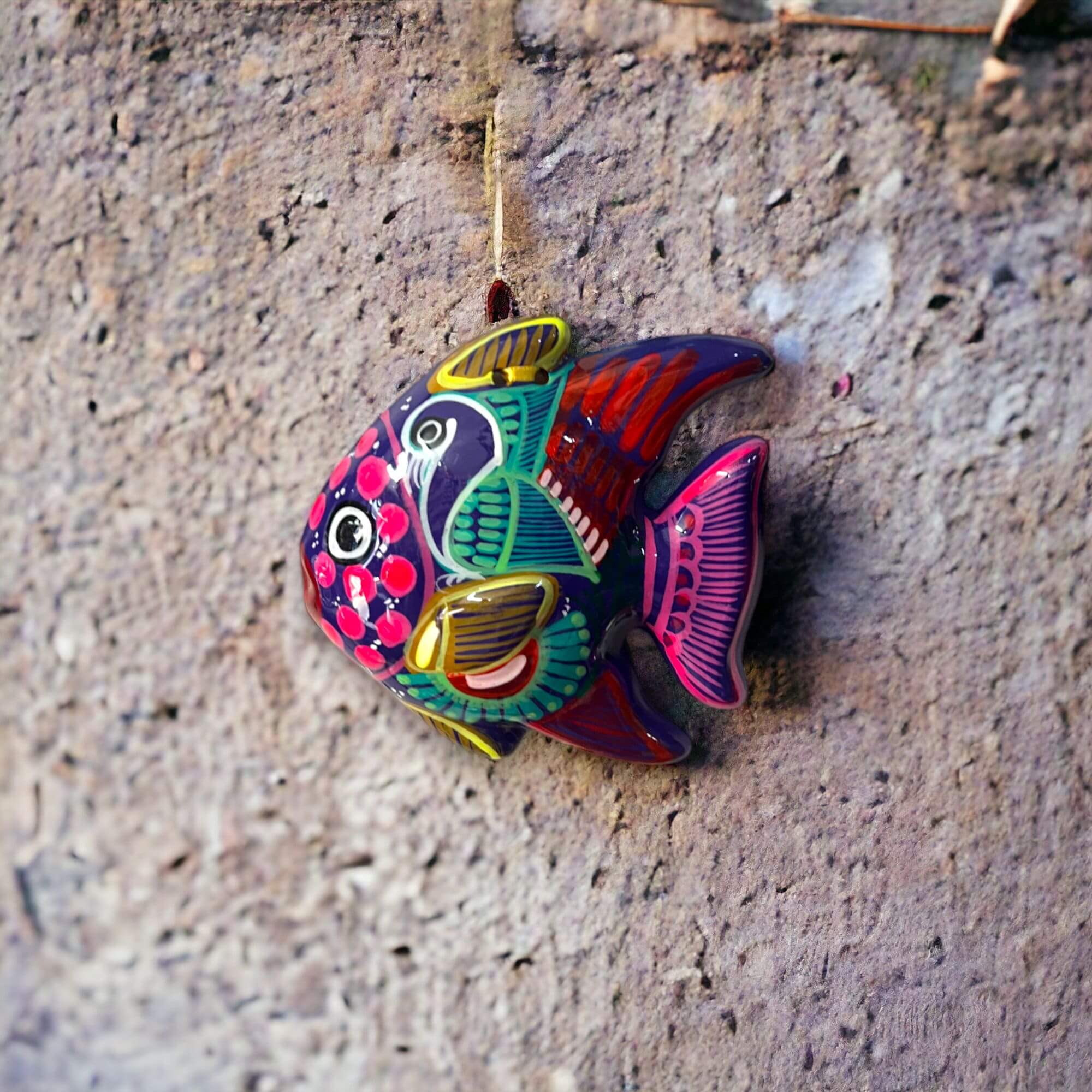 Colorful Talavera Fish Wall Decor | Hand-Painted Guerrero Pottery