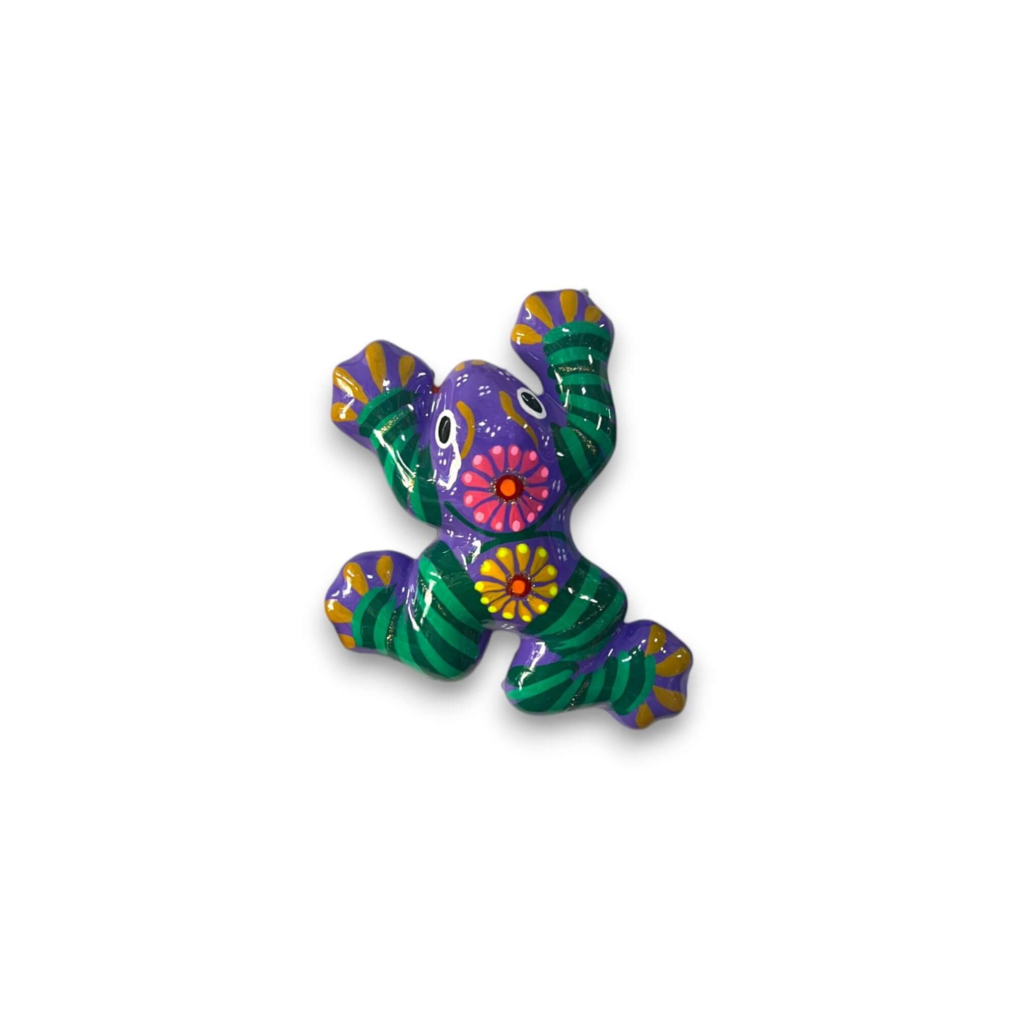 Colorful Talavera Frog Figurine | Hand-Painted Mexican Wall Art