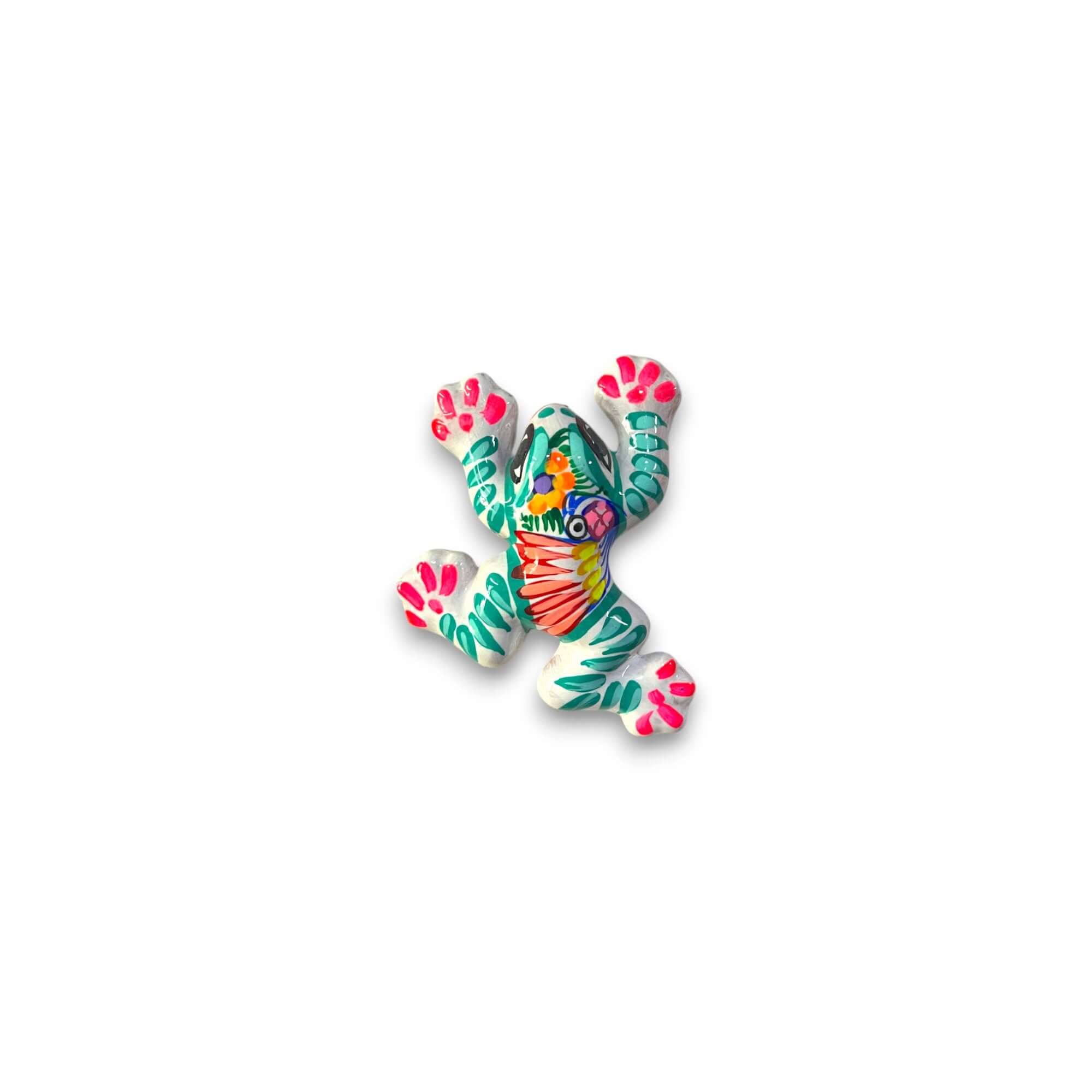 Colorful Talavera Frog Figurine | Hand-Painted Mexican Wall Art