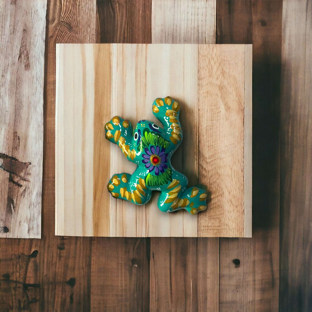 Colorful Talavera Frog Figurine | Hand-Painted Mexican Wall Art