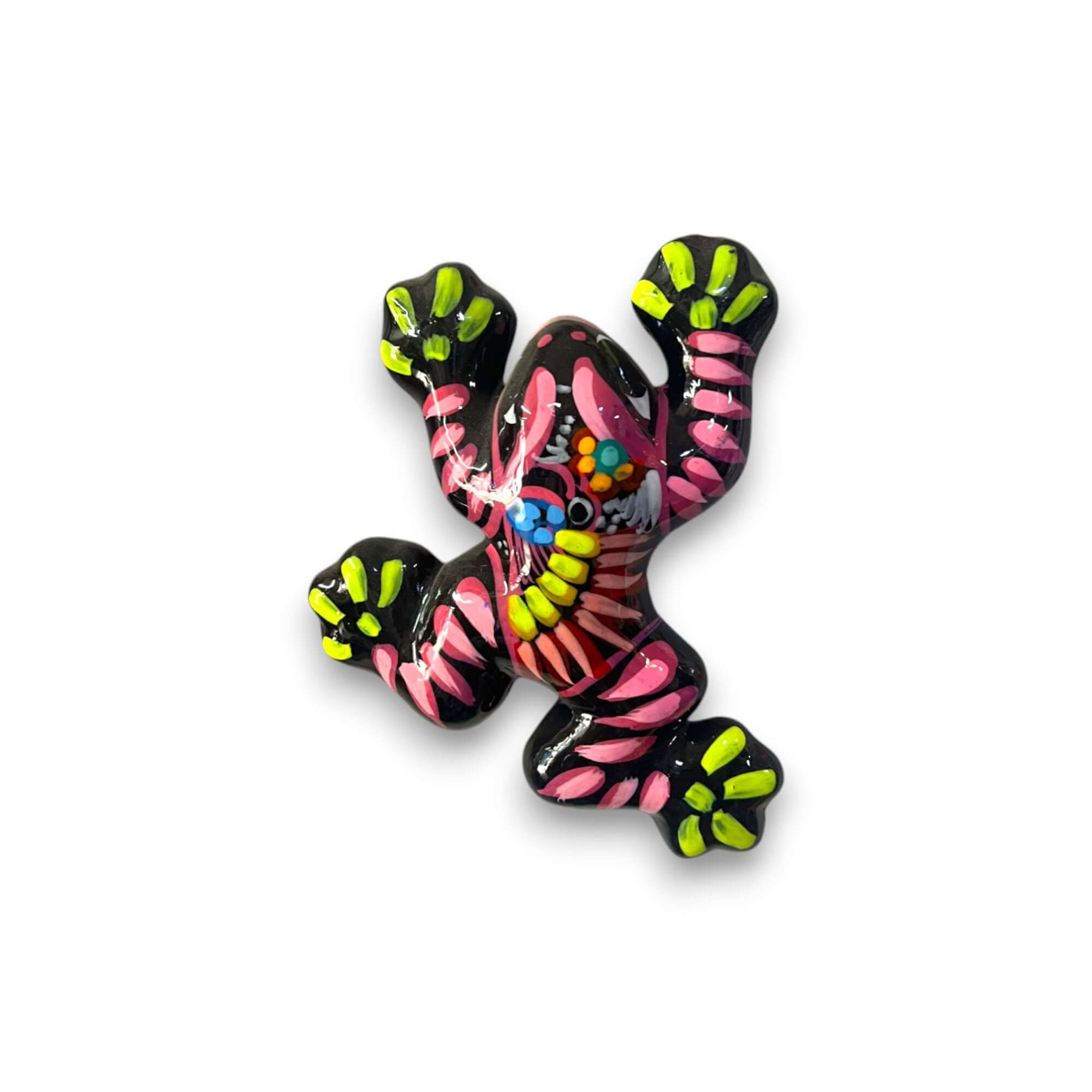 Colorful Talavera Frog Figurine | Hand-Painted Mexican Wall Art
