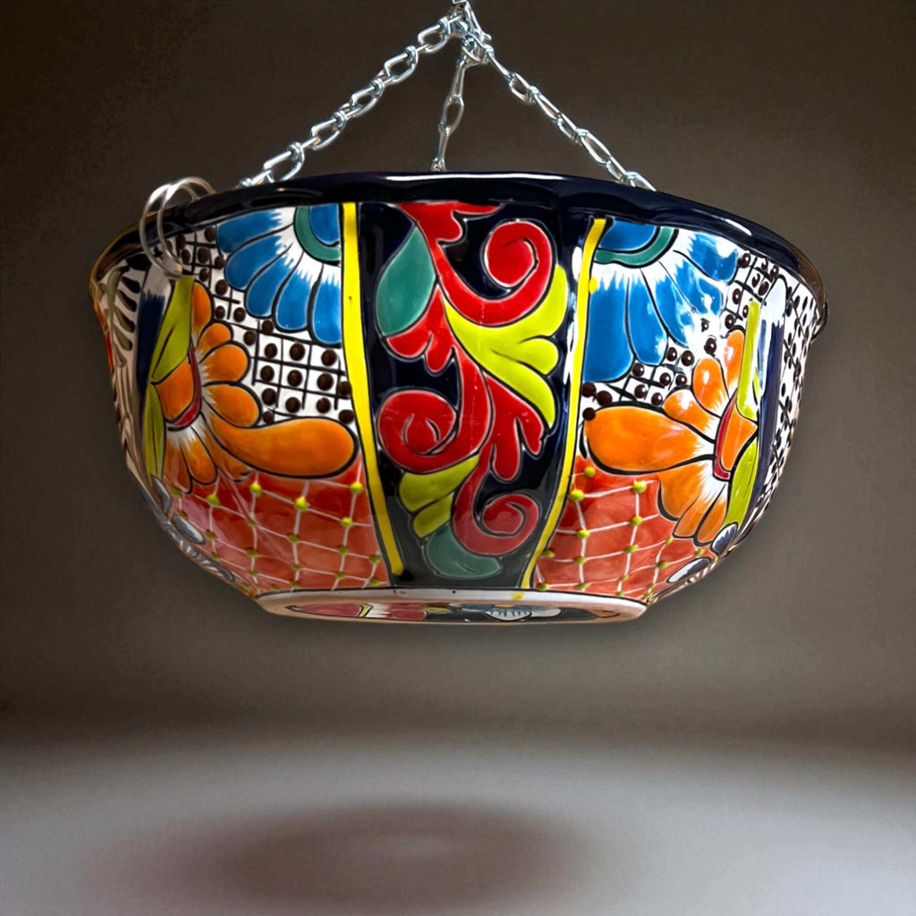Talavera Hanging Planter | Colorful Hand-Painted Mexican Flower Pot