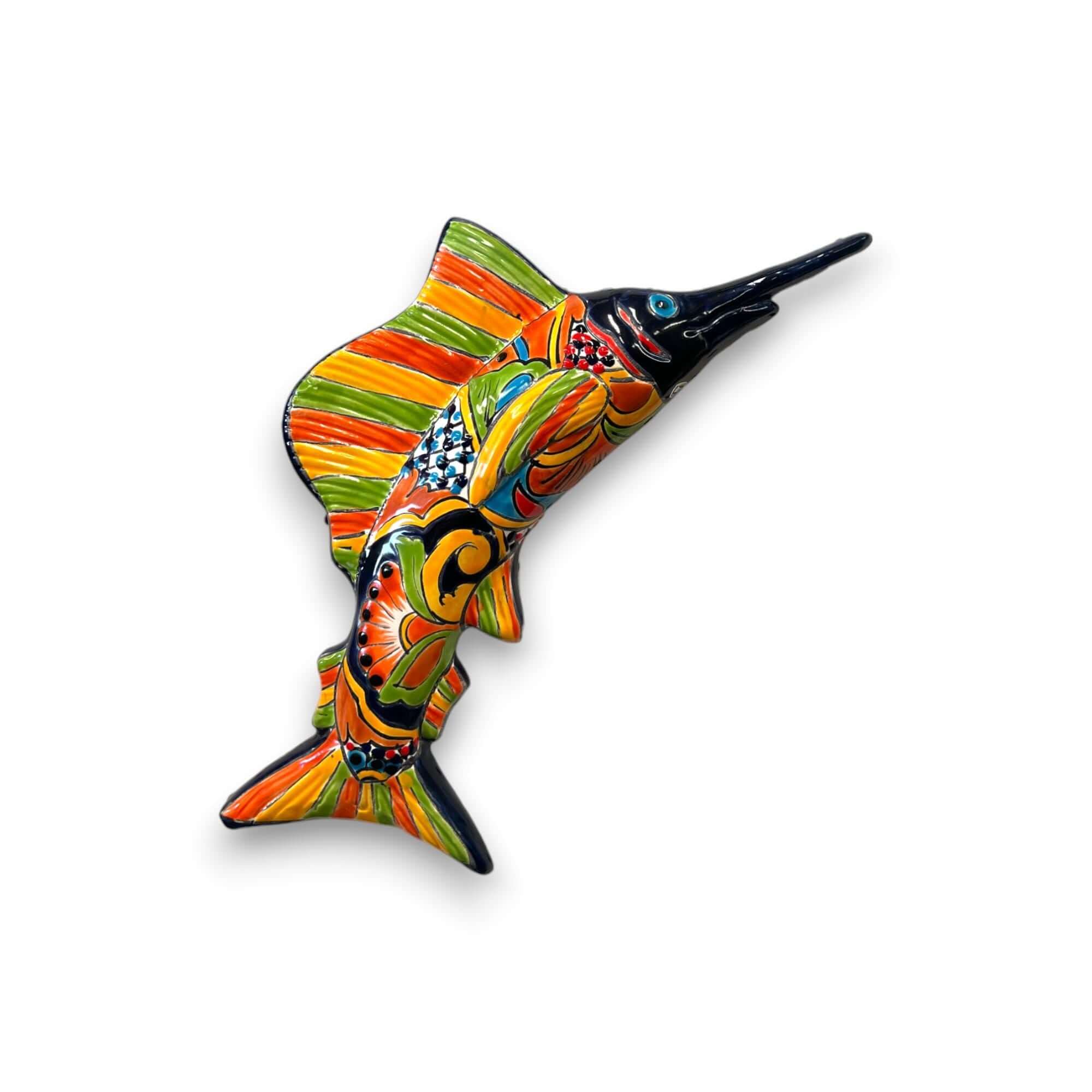 Hand-Painted Talavera Marlin Wall Art | Sailfish Mexican Decor