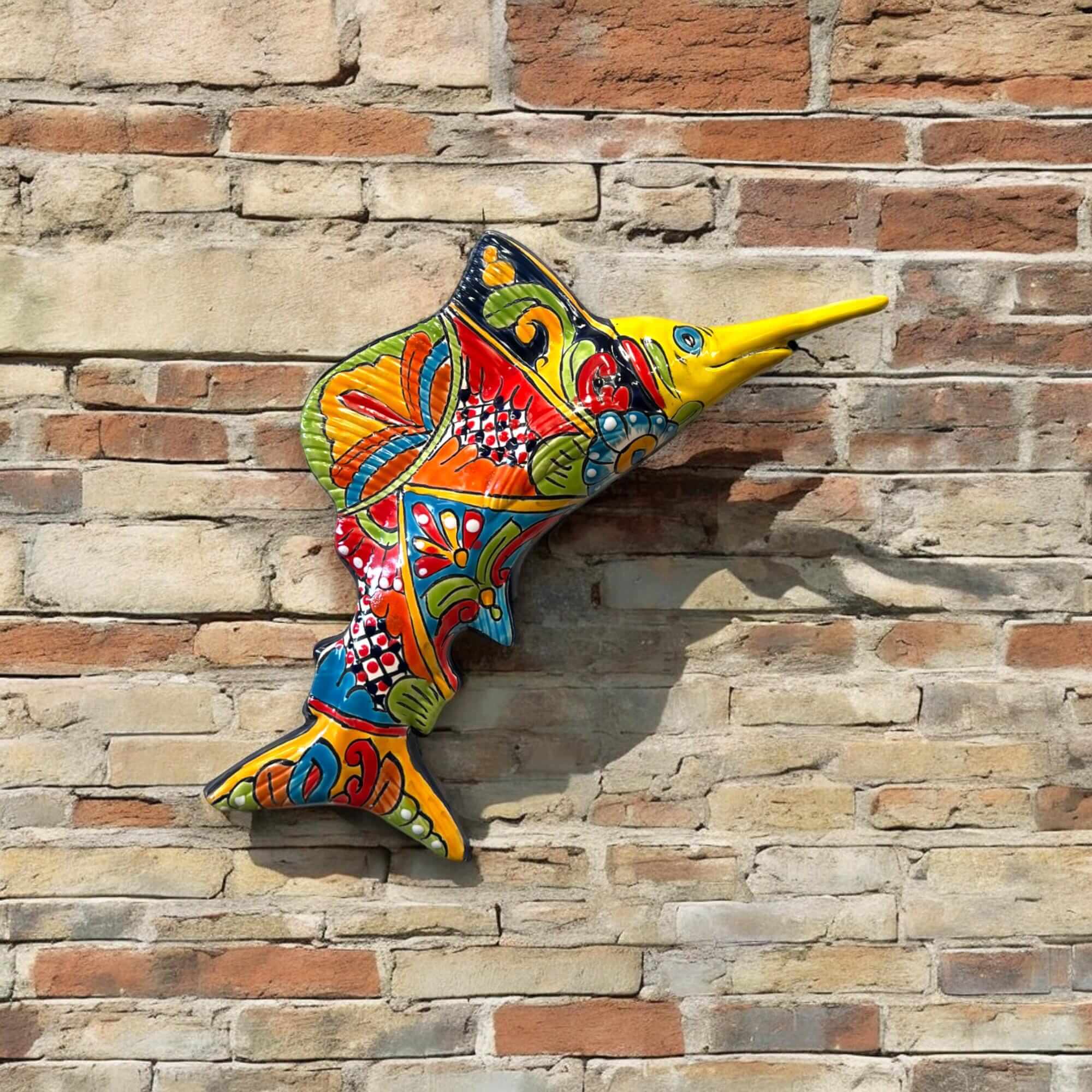 Hand-Painted Talavera Marlin Wall Art | Sailfish Mexican Decor