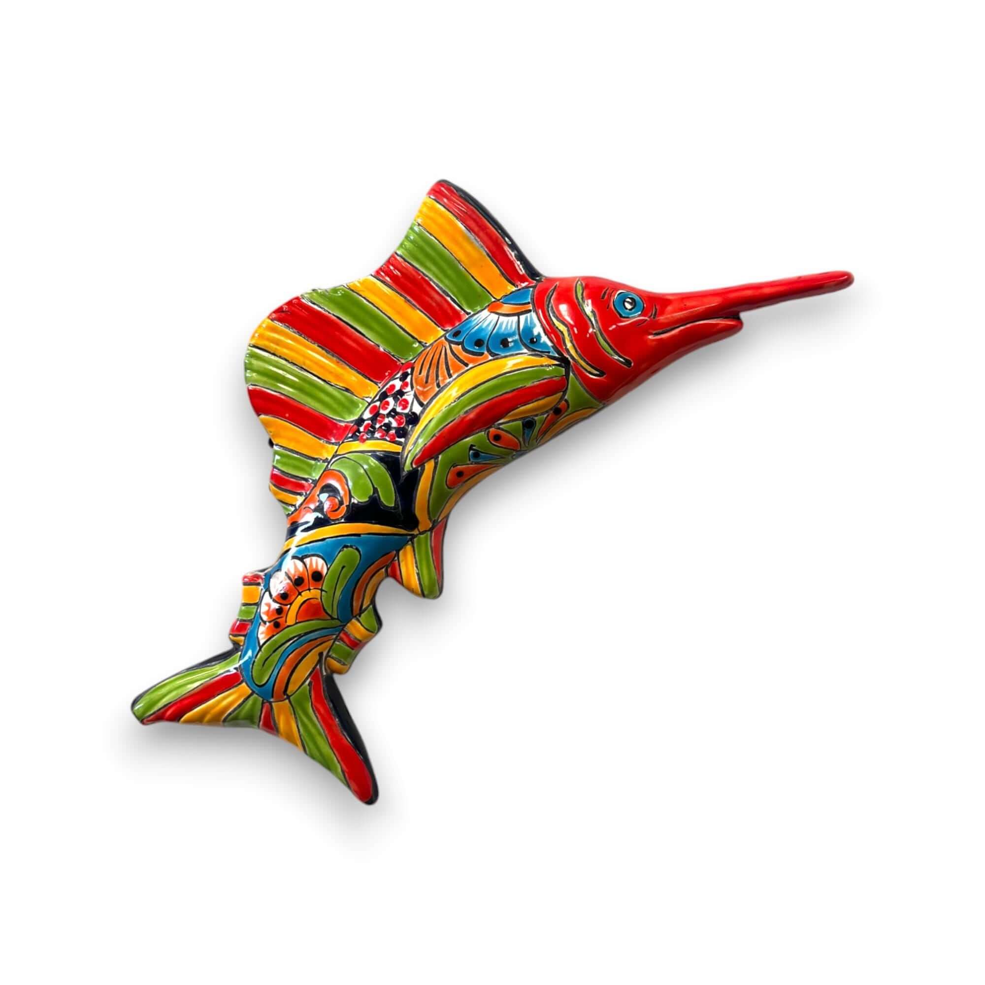 Hand-Painted Talavera Marlin Wall Art | Sailfish Mexican Decor
