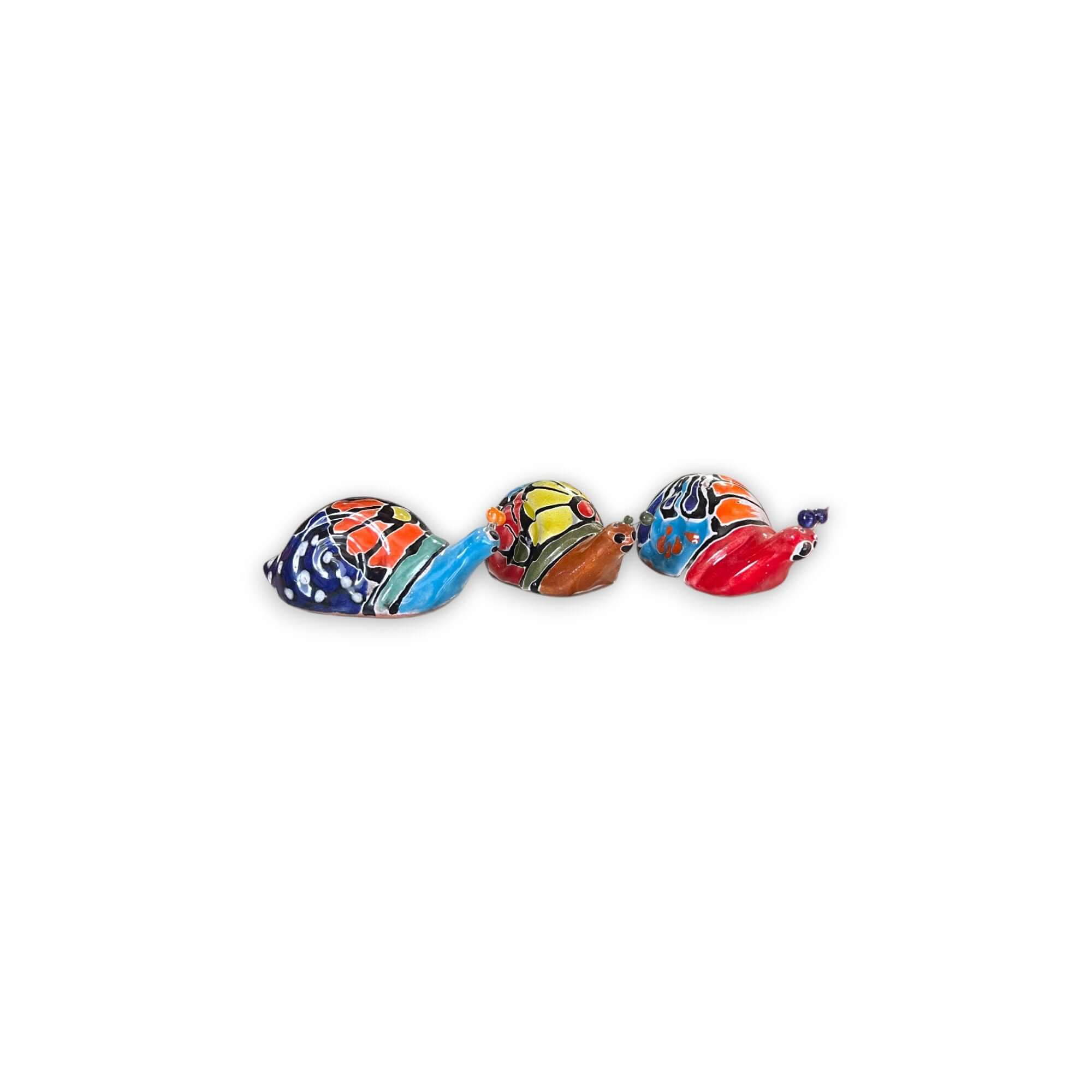 Mini Talavera Snail Figurine | Hand-Painted Mexican Ceramic