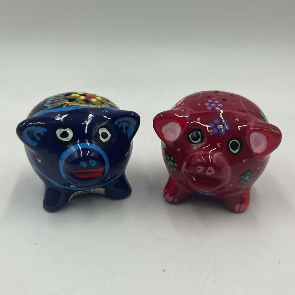 Set of 2 Pig Salt and Pepper Shakers | Hand-Painted Mexican Pottery
