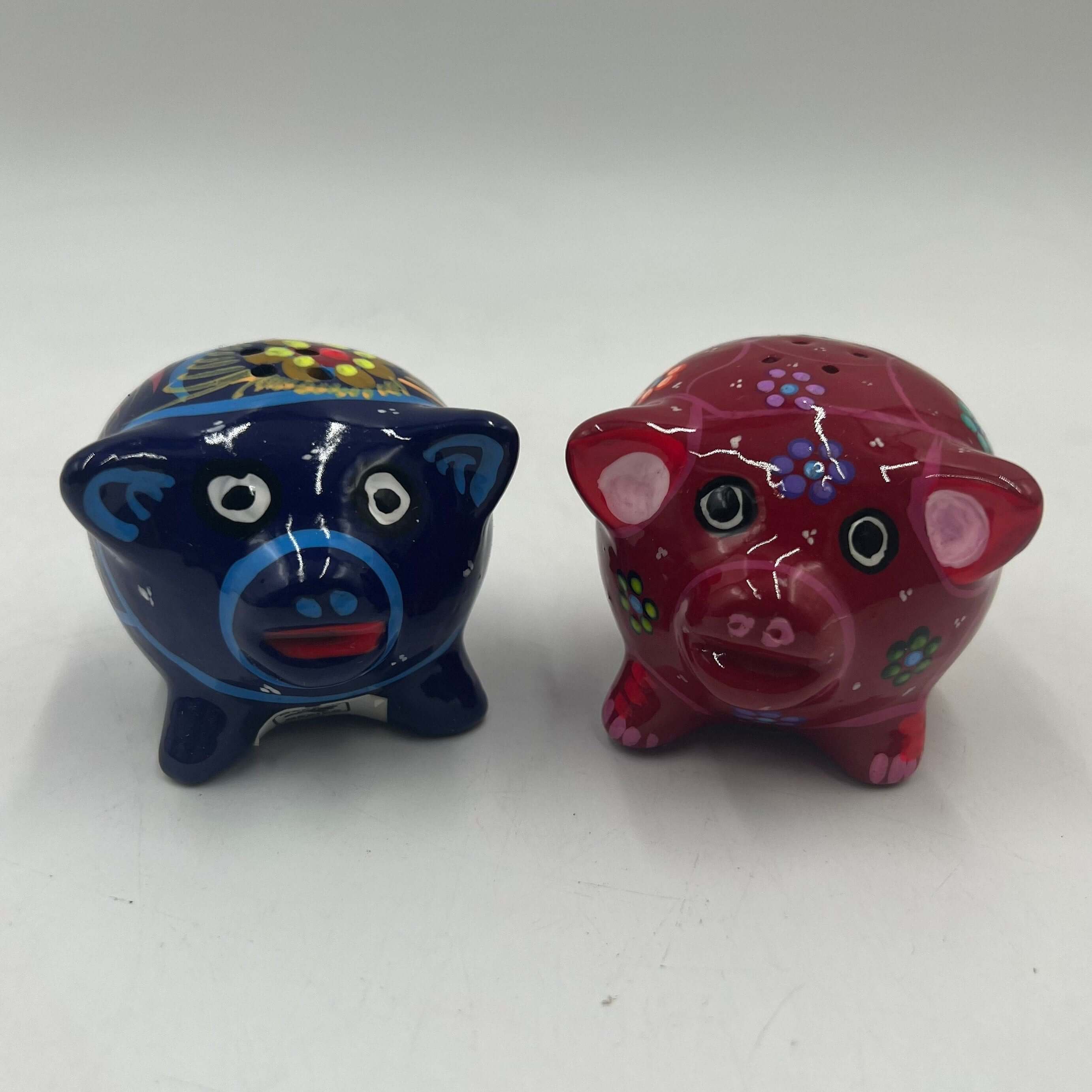 Set of 2 Pig Salt and Pepper Shakers | Hand-Painted Mexican Pottery