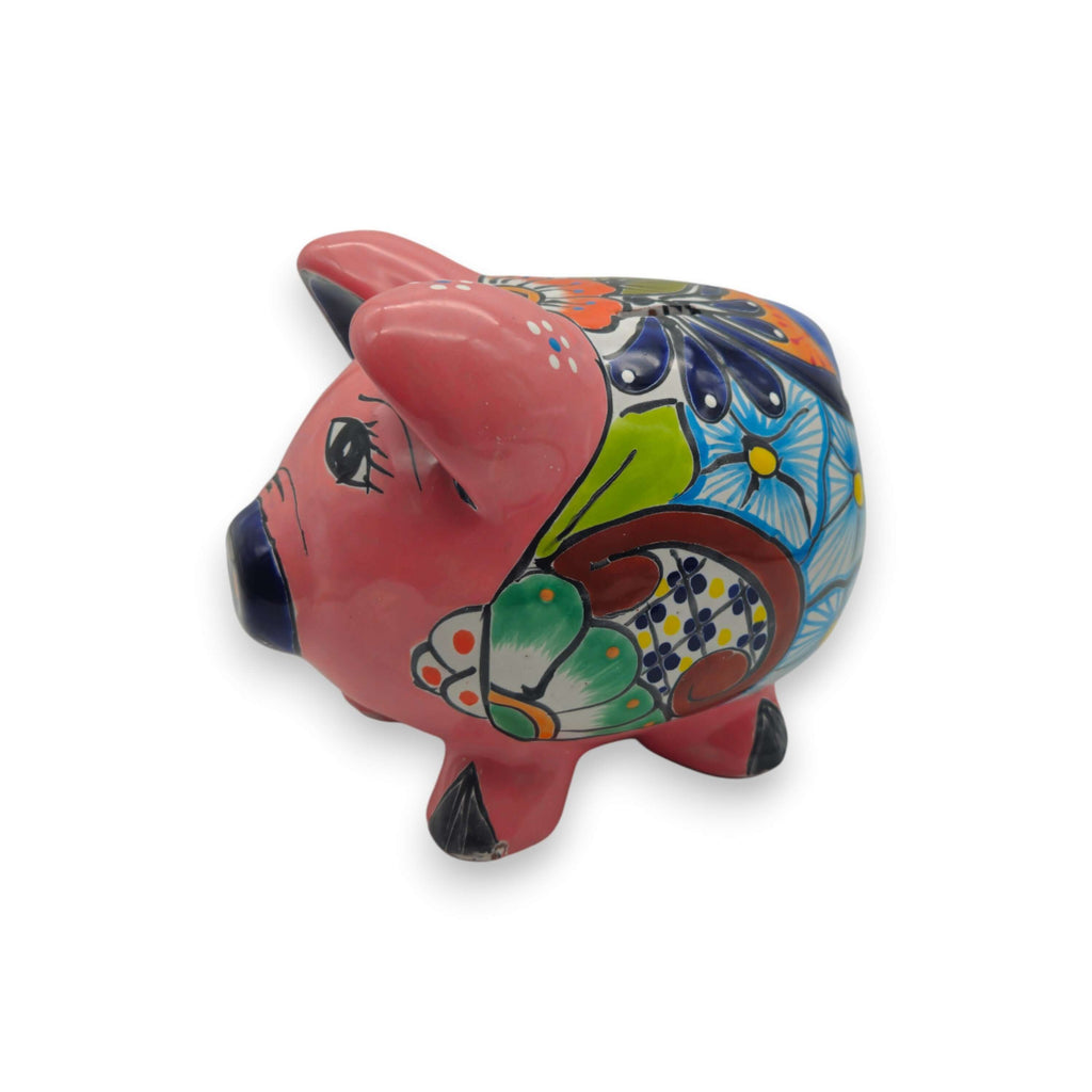 Hand-Painted Talavera Piggy Bank | Mexican Folk Art Design
