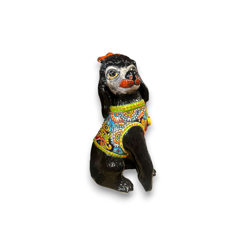 Talavera Poodle Statue | Hand-Painted Mexican Dog Decor
