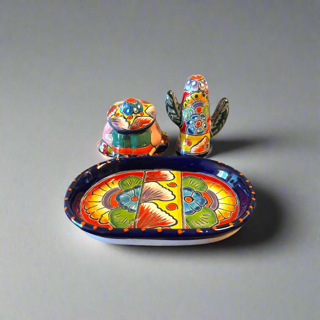 Talavera Salt and Pepper Shakers | Cactus & Panchito Design