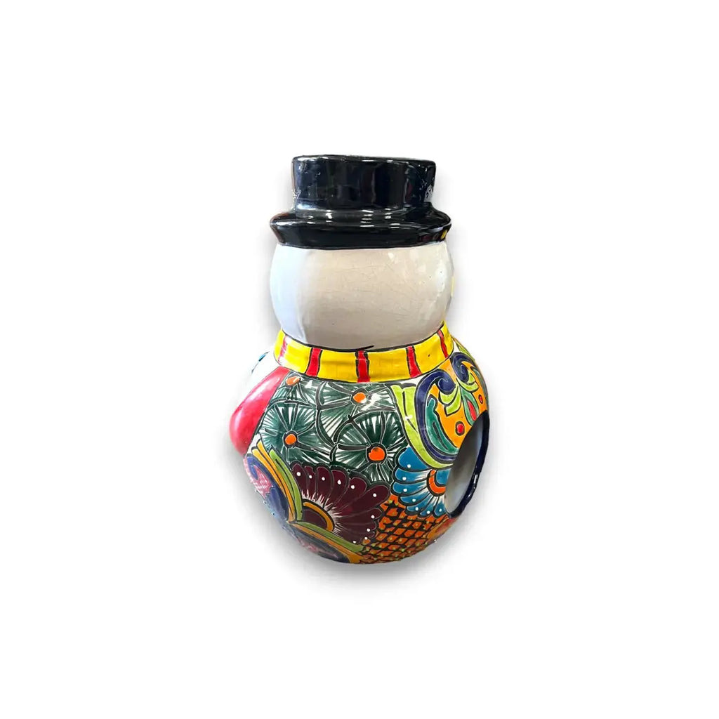 Talavera Snowman Figurine | Festive Hand-Painted Holiday Art