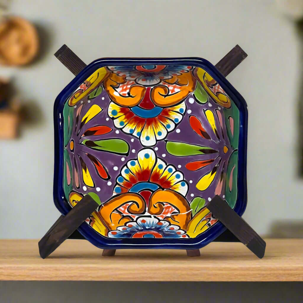 6.5" Square Talavera Bowl | Hand-Painted Mexican Dinnerware