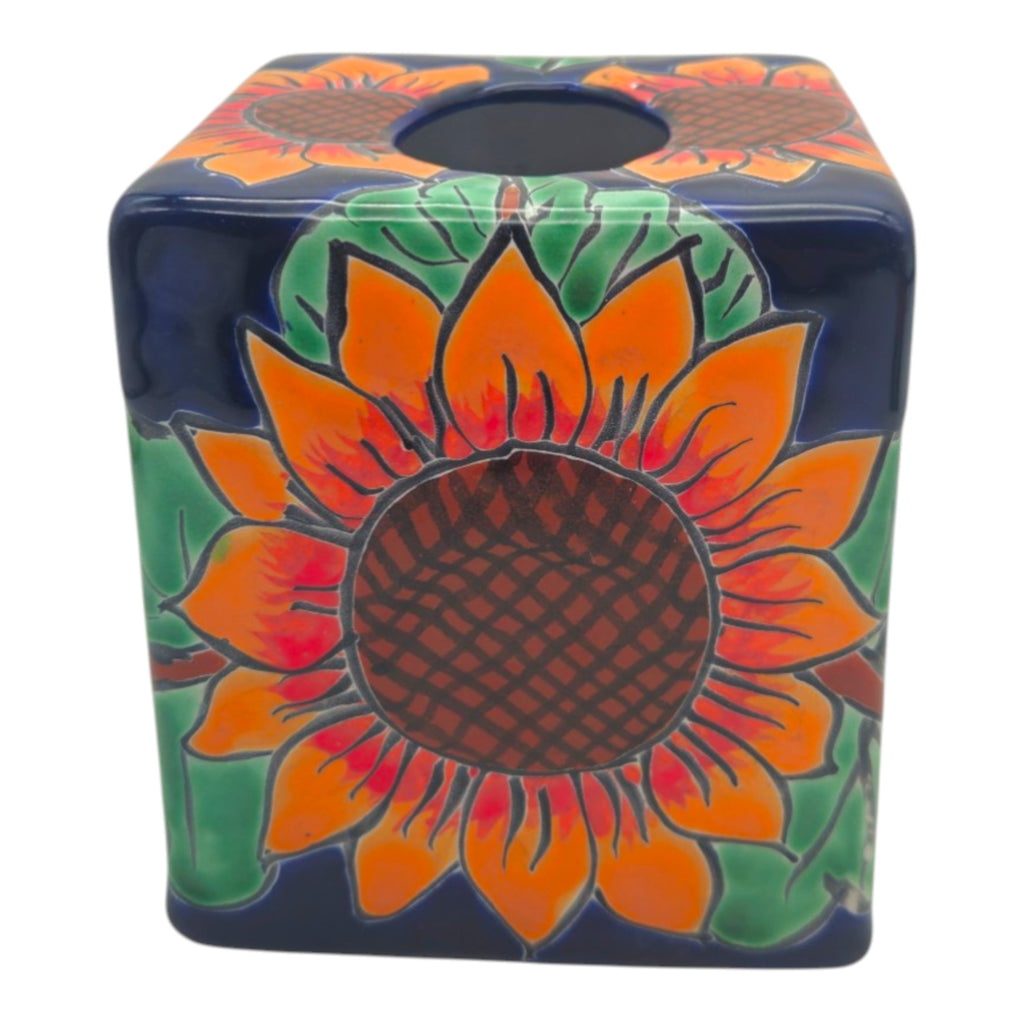 Talavera Sunflower Tissue Box | Hand-Painted Ceramic Decor