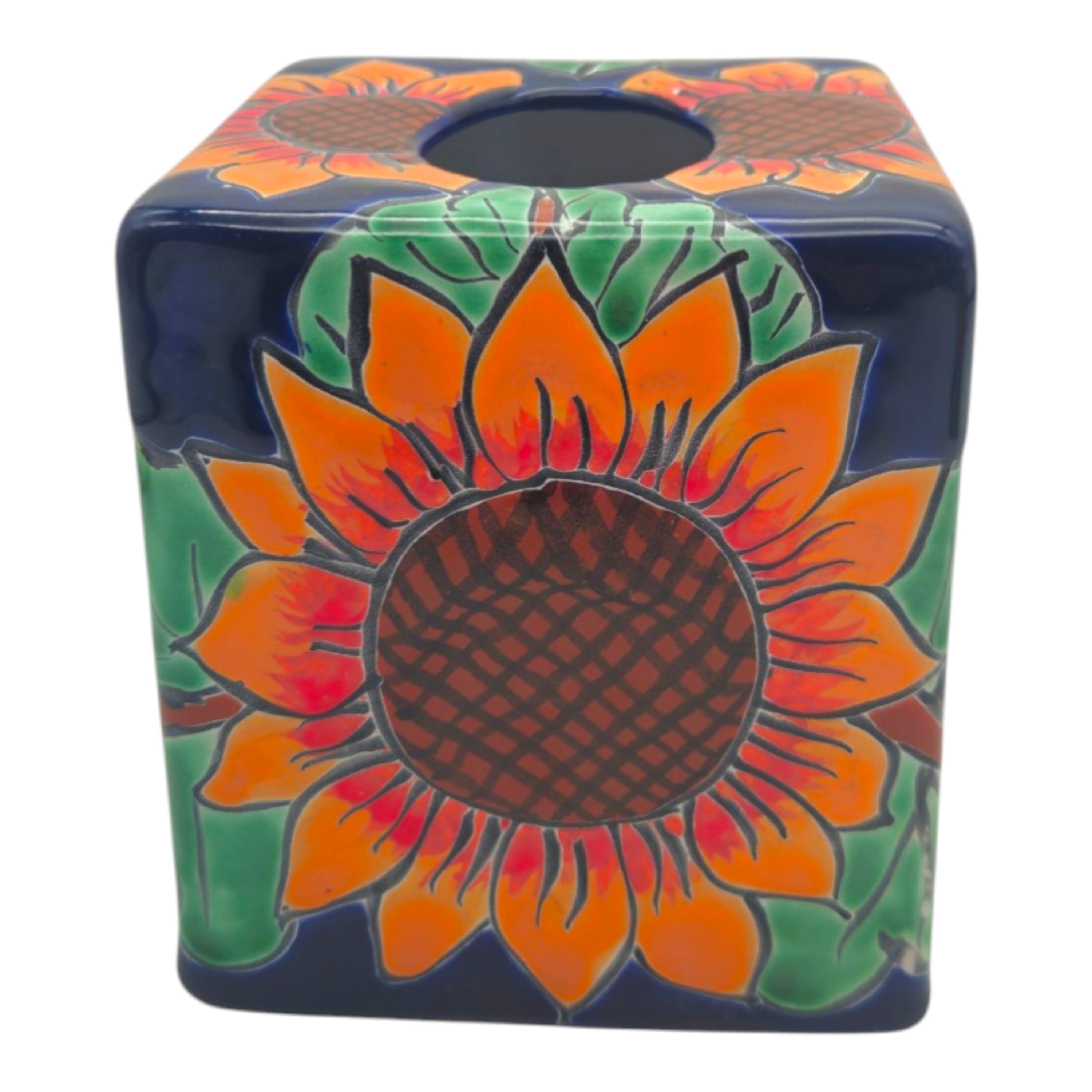 Talavera Sunflower Tissue Box | Hand-Painted Ceramic Decor