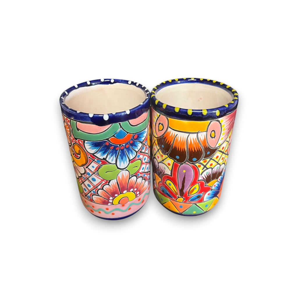 Talavera Tumbler Cup | Hand-Painted Mexican Ceramic Glass