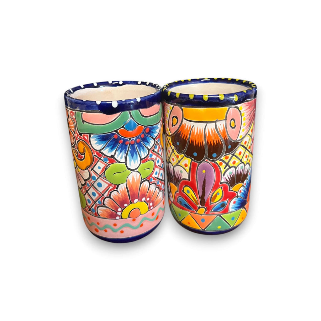 Talavera Tumbler Cup | Hand-Painted Mexican Ceramic Glass