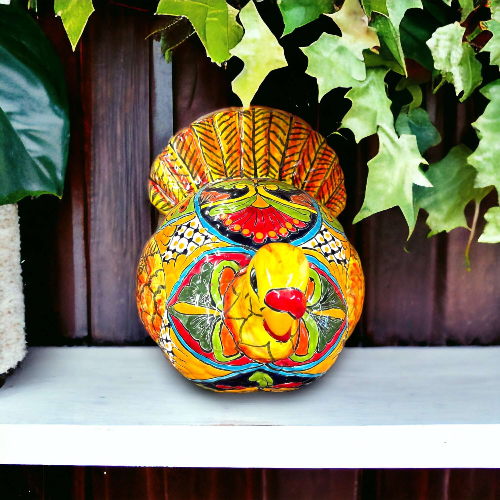 Talavera Turkey Statue | Hand-Painted Mexican Folk Art