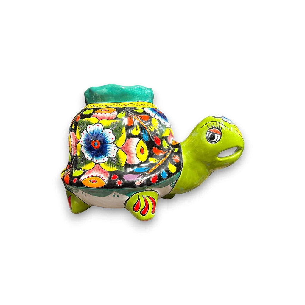 Vibrant Talavera Turtle Planter | Mexican Pottery