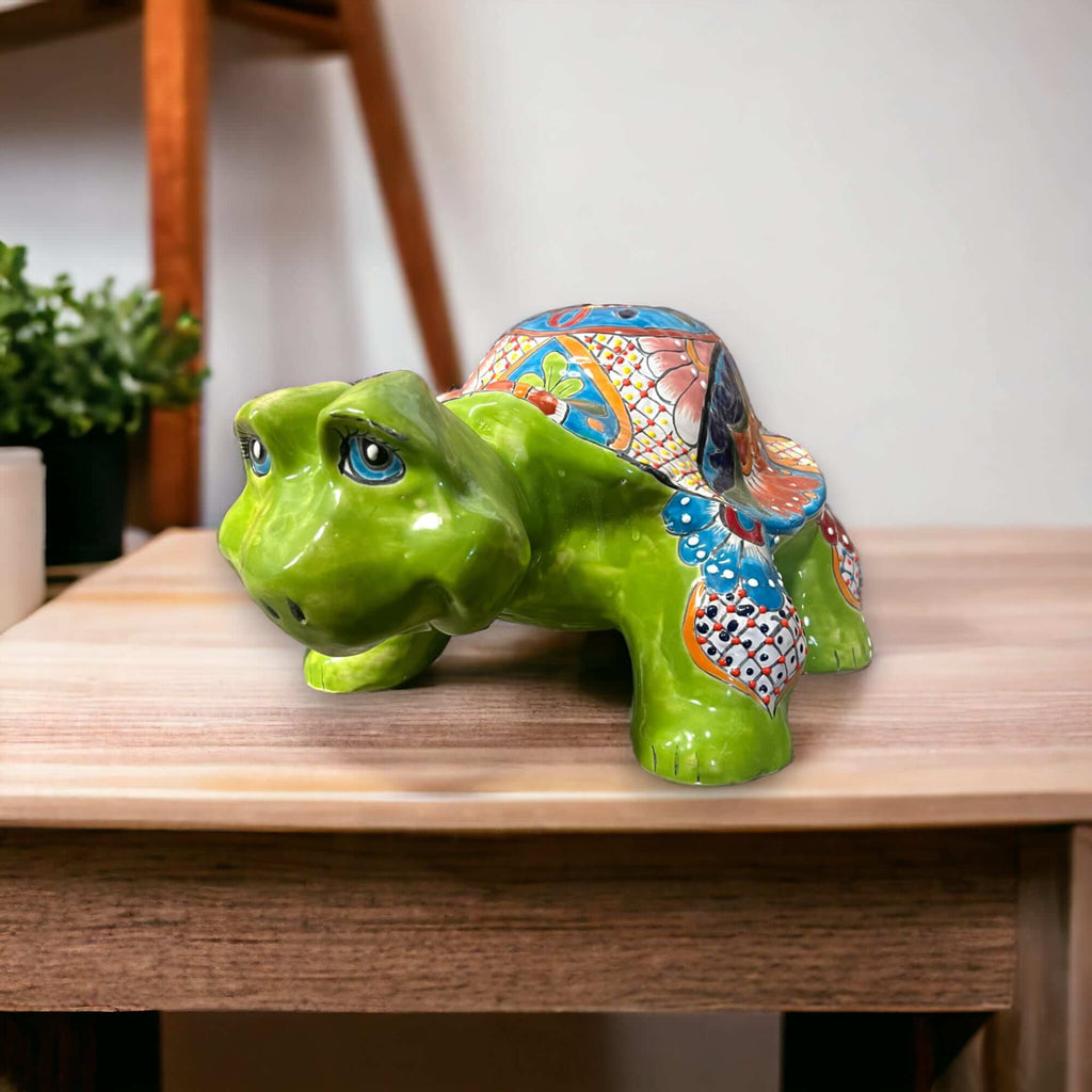 Talavera Turtle Statue | Hand-Painted Mexican Ceramic Tortoise