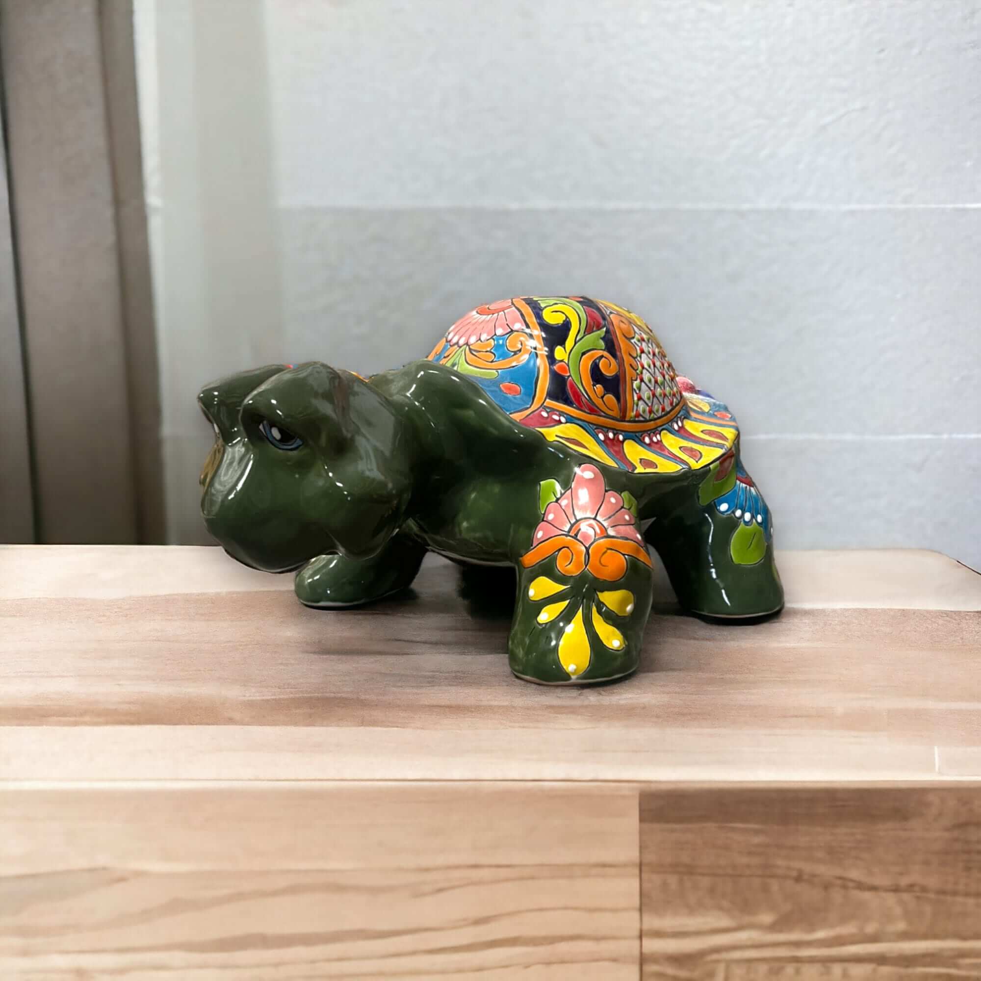 Talavera Turtle Statue | Hand-Painted Mexican Ceramic Tortoise