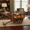 Handblown Mexican Decanter Set | Rustic Wooden Wagon Display