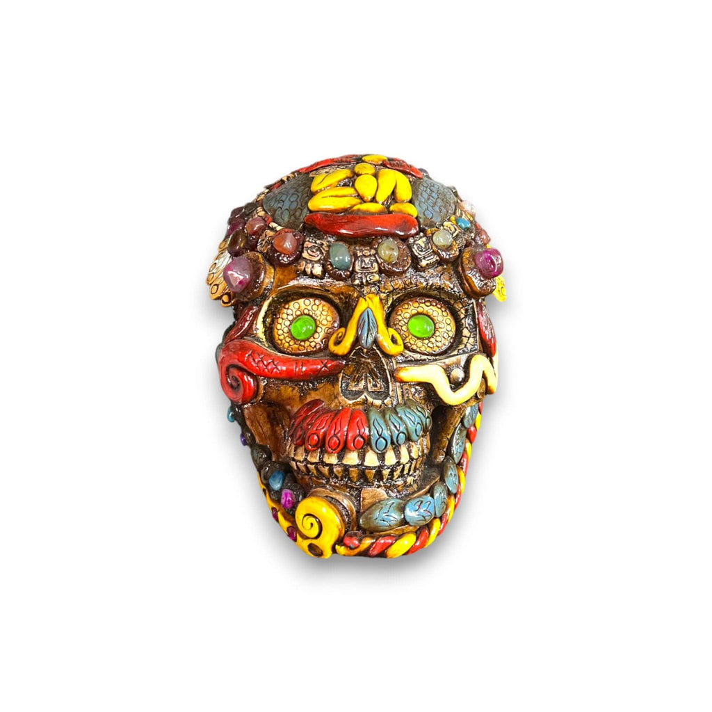 Handmade Aztec Warrior Skull Statue | Cultural Art