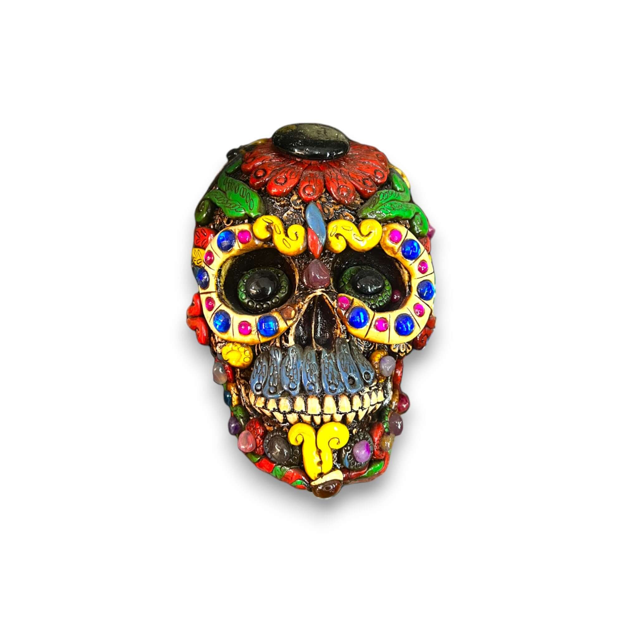 Handmade Aztec Warrior Skull Statue | Cultural Art
