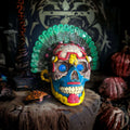 Handmade Aztec Warrior Skull Statue | Cultural Art