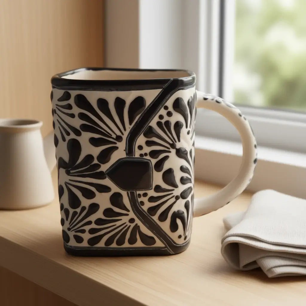 Brown & White Talavera Purse Planter | Handmade Pot