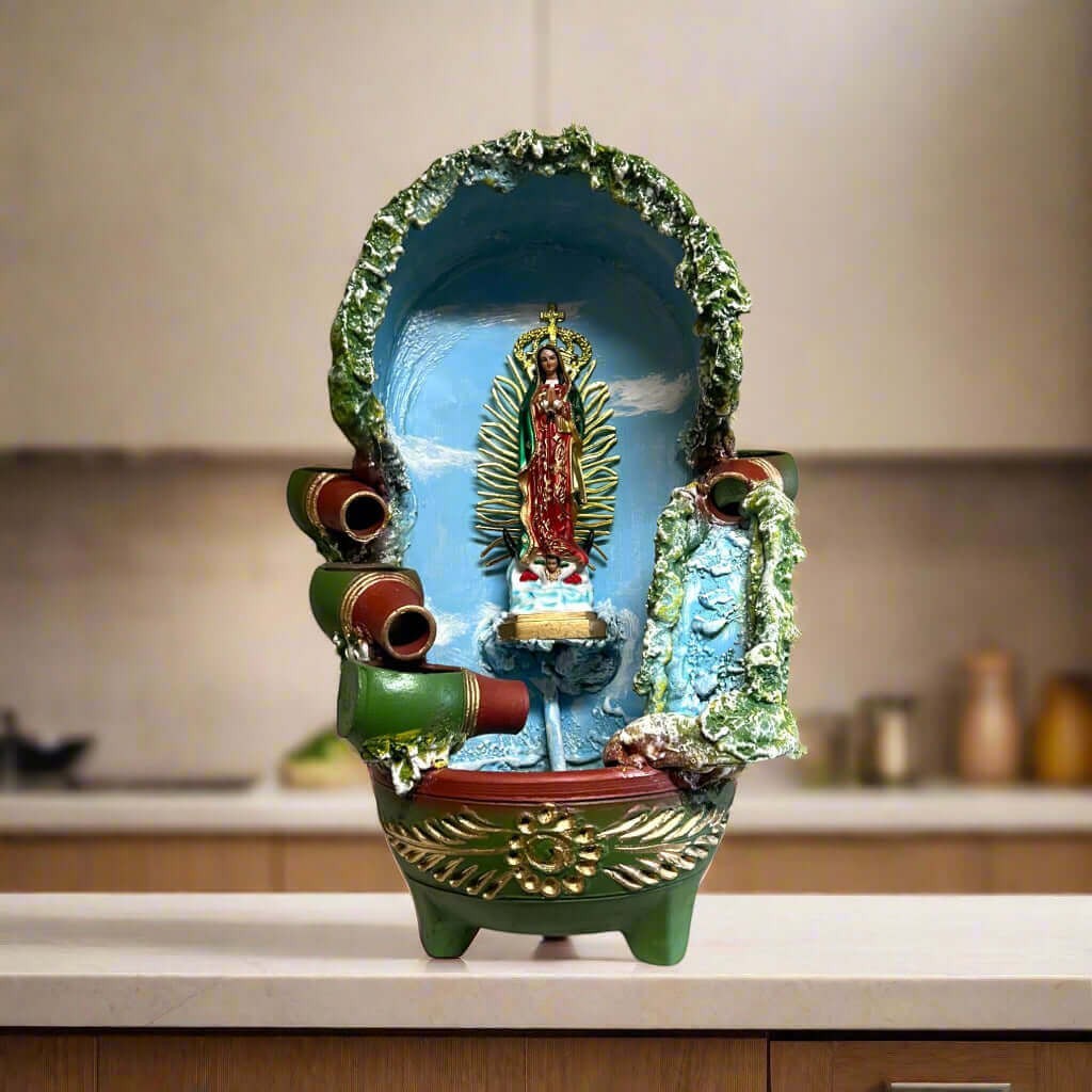 Mexican Outdoor Fountain | Painted Traditional Water Feature