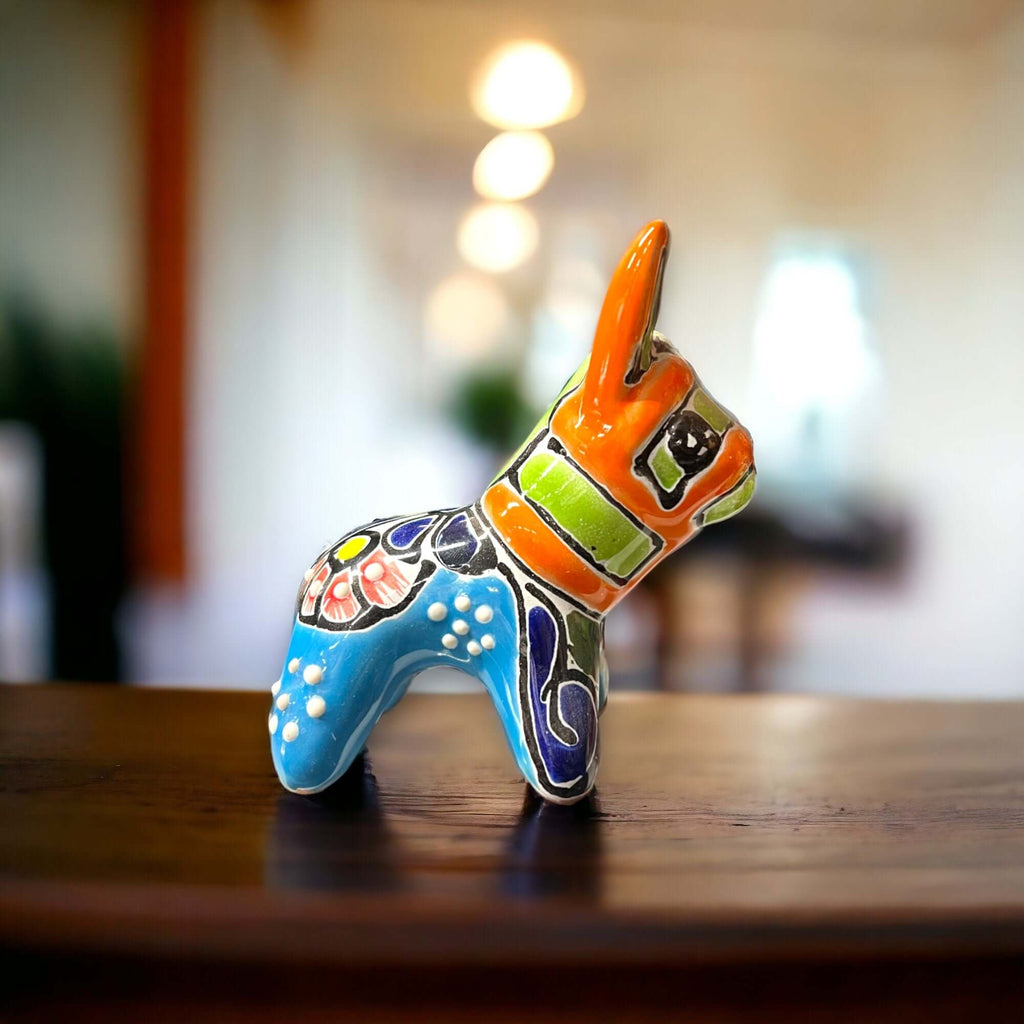 Mini Talavera Donkey Figurine | Handmade Mexican Pottery
