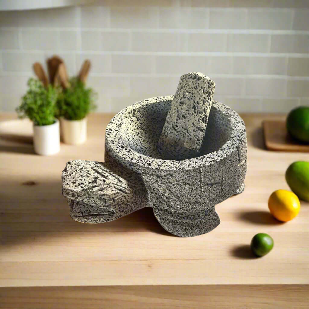 Sea Turtle Stone Mortar & Pestle | Handmade Molcajete