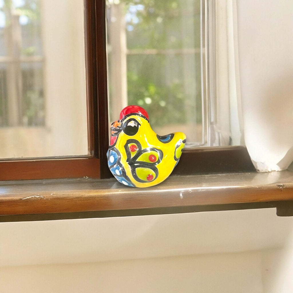 Set of 2 Talavera Chicken Figurines | Mexican Ceramic Chickens