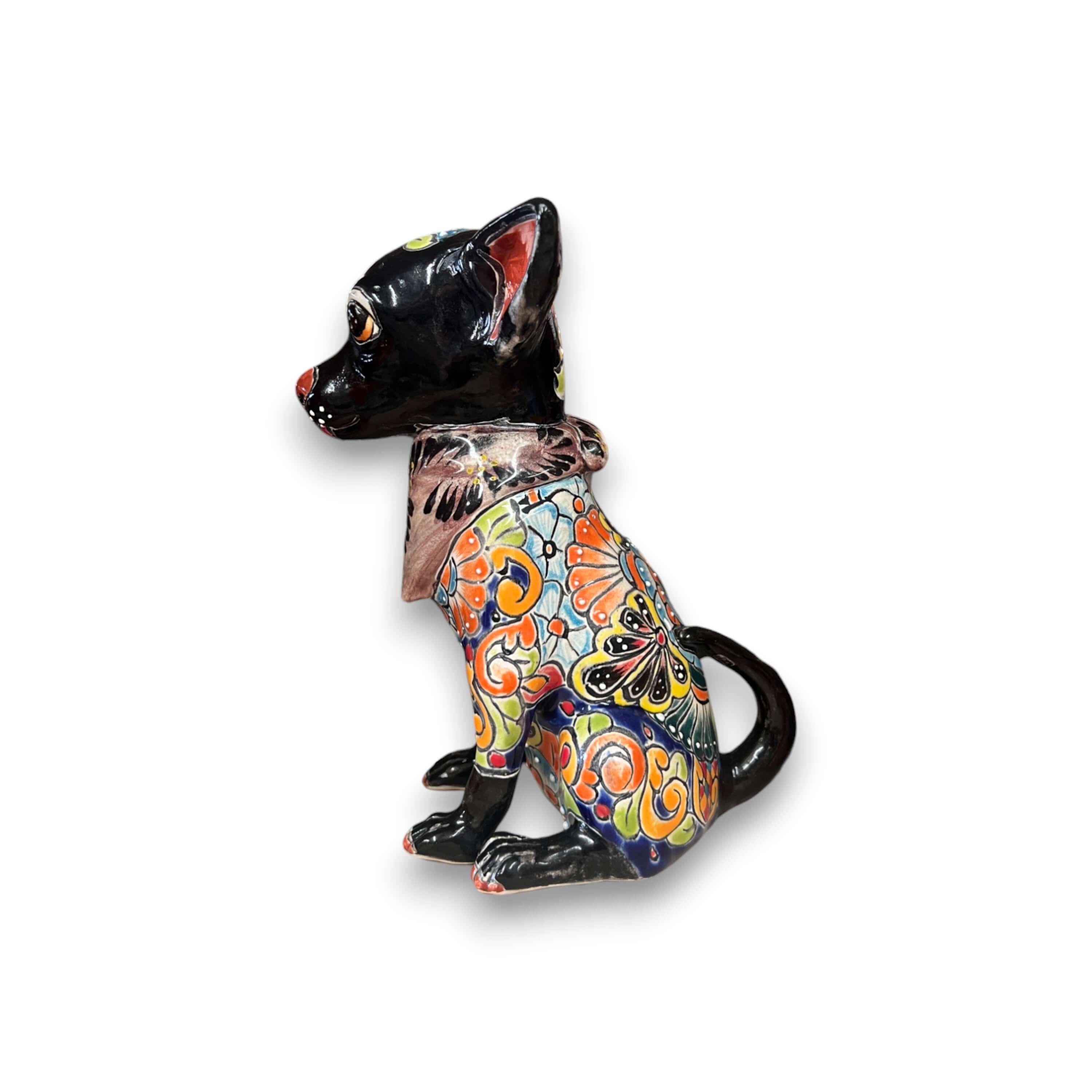 Talavera Chihuahua Statue | Handmade Mexican Dog Figurine