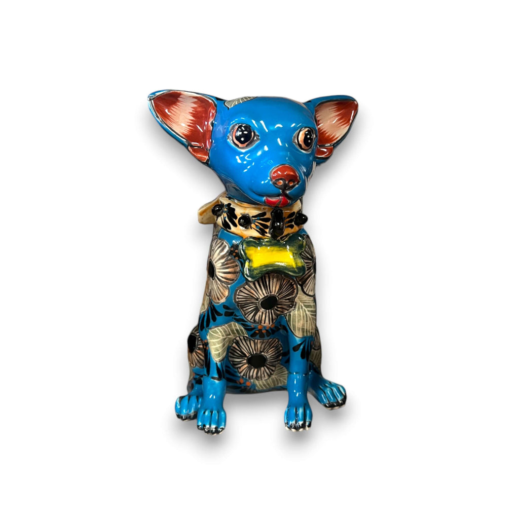 Talavera Chihuahua Statue | Handmade Mexican Dog Figurine