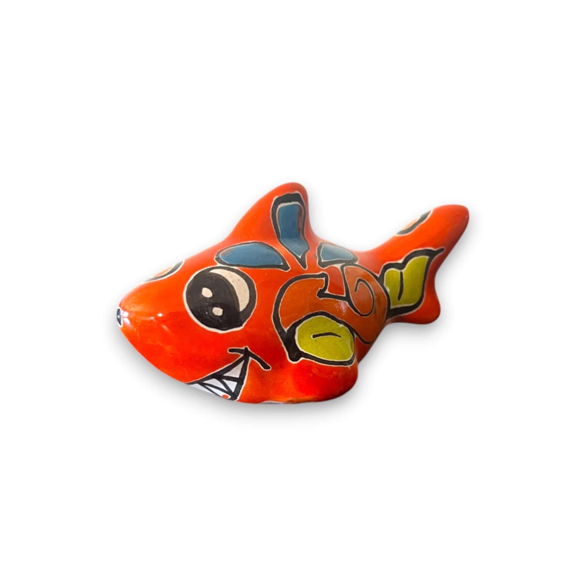 Colorful Talavera Shark Figurine | Handmade Mexican Pottery Decor