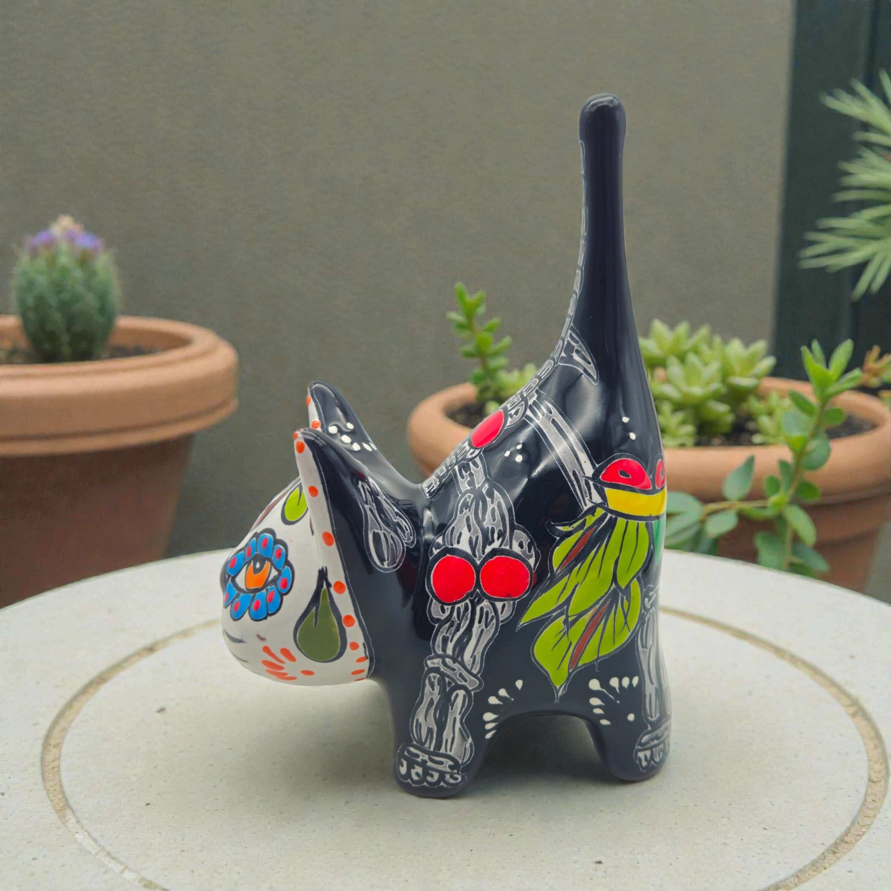 Talavera Cat Figurine | Day of the Dead Handmade Art