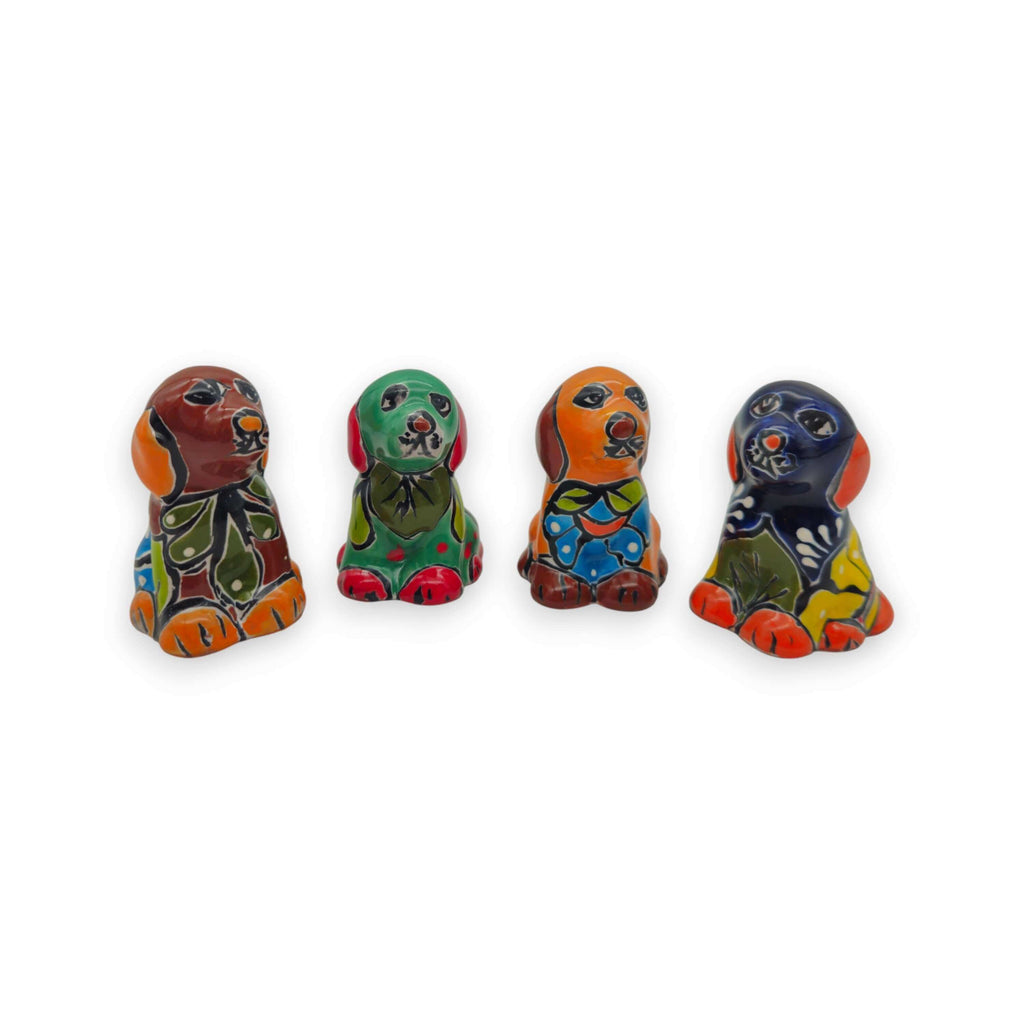 Colorful Talavera Dog Figurine Pair | Mexican Folk Art Decor