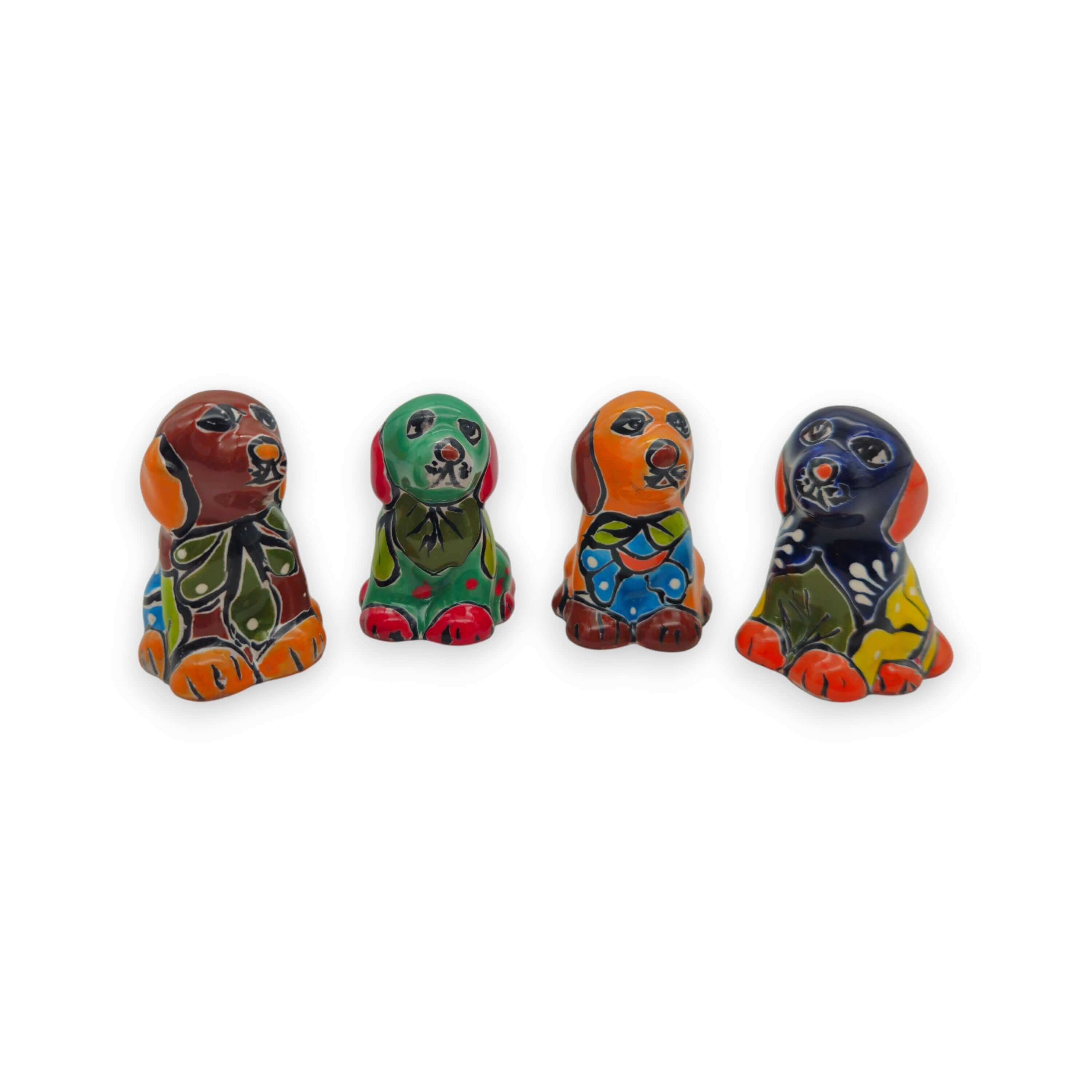 Colorful Talavera Dog Figurine Pair | Mexican Folk Art Decor