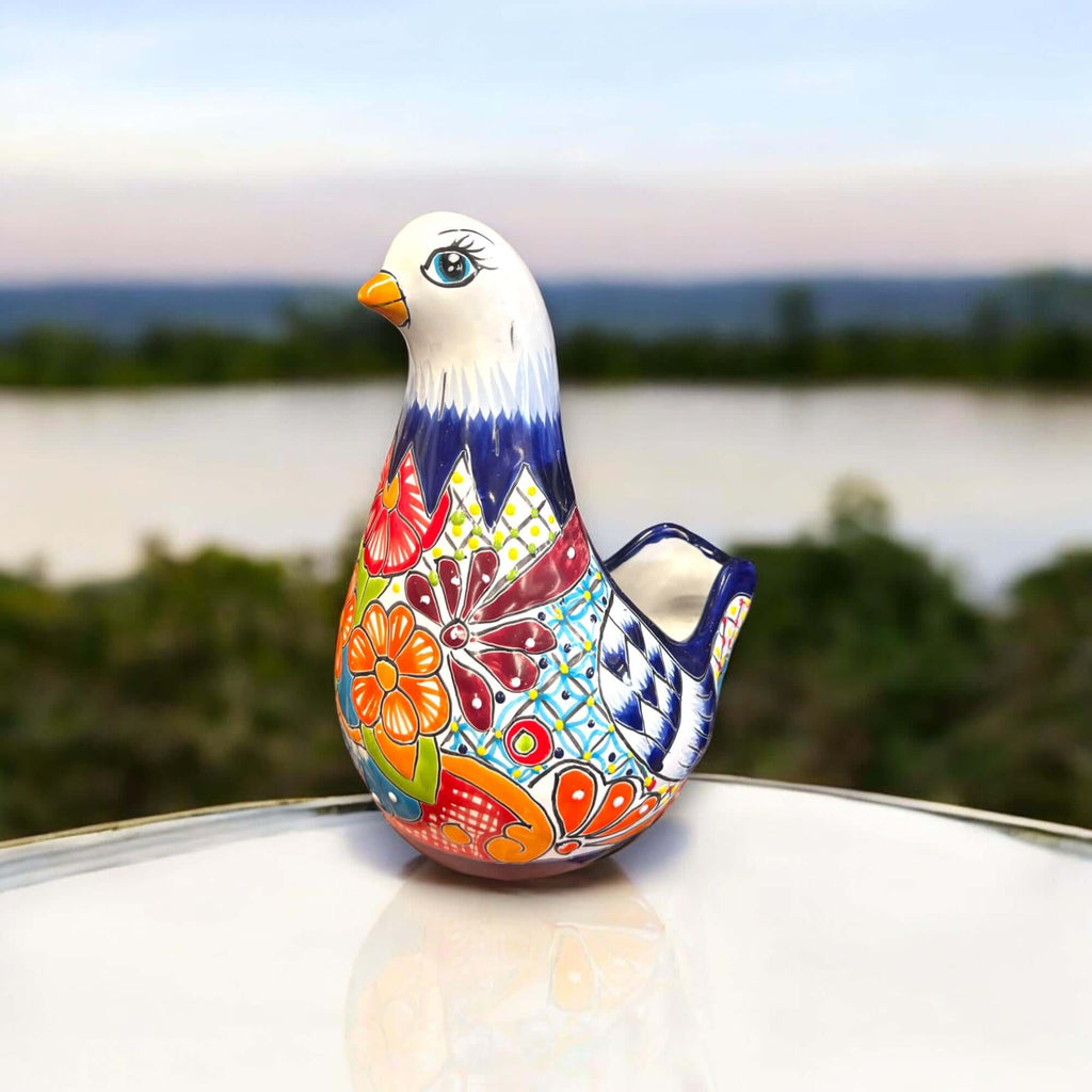 Talavera Dove Planter | Handmade Mexican Ceramic Bird Statue
