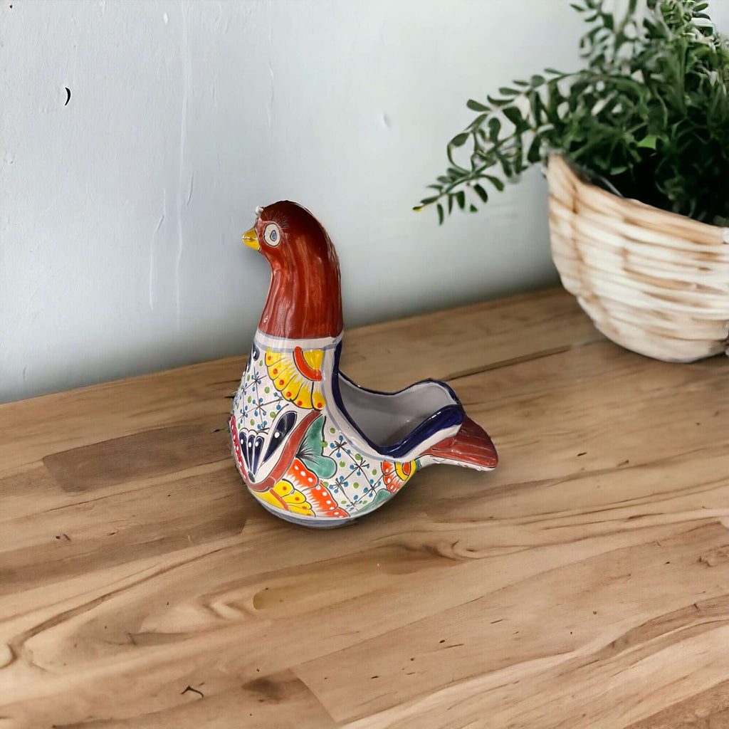 Talavera Dove Planter | Handmade Mexican Ceramic Bird Statue