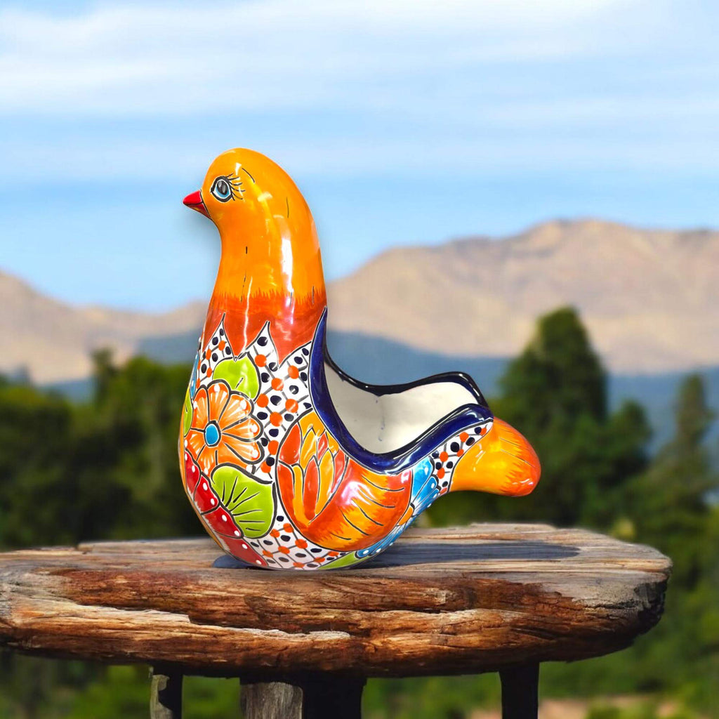 Talavera Dove Planter | Handmade Mexican Ceramic Bird Statue
