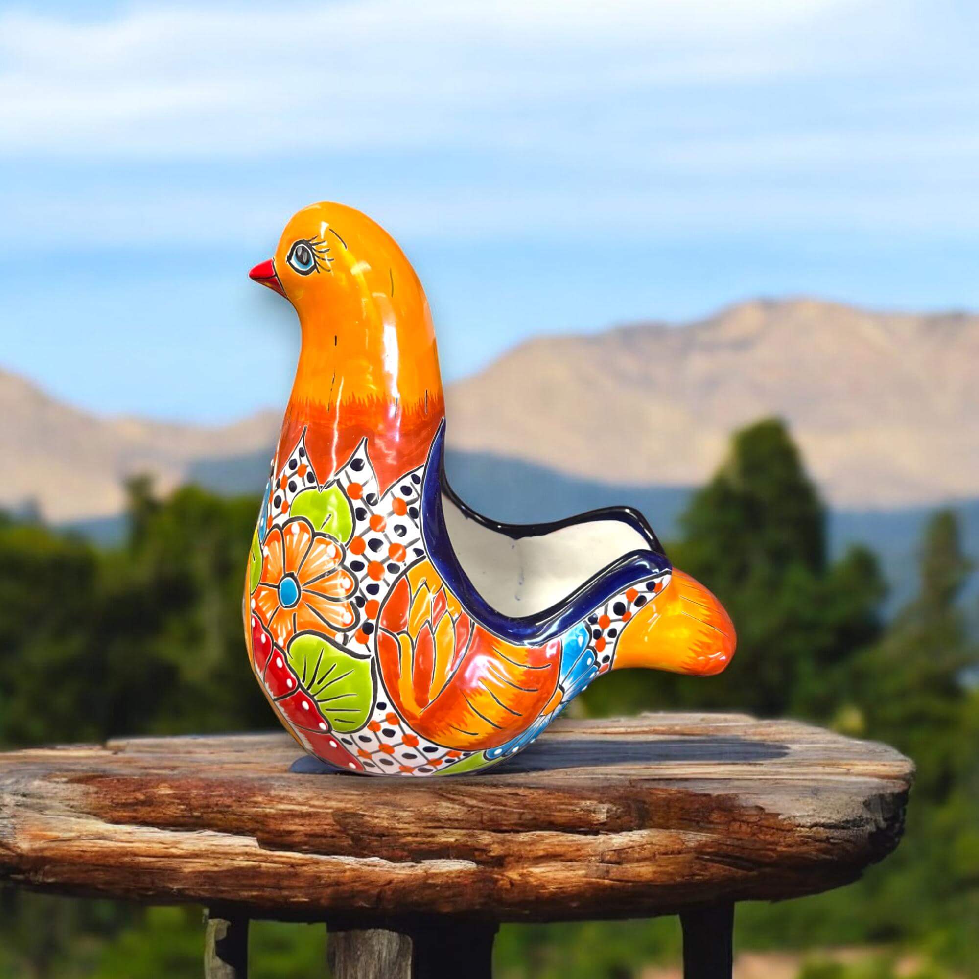Talavera Dove Planter | Handmade Mexican Ceramic Bird Statue