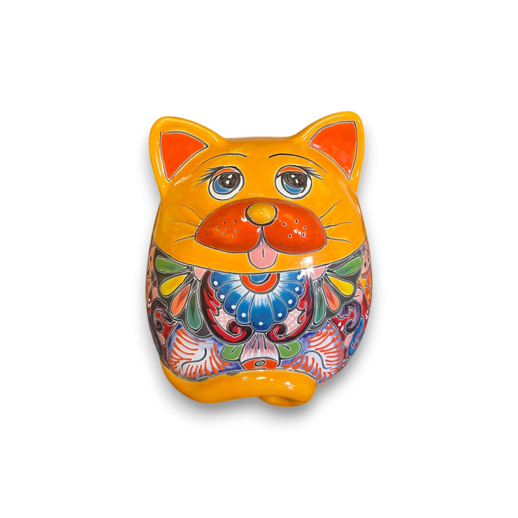 Talavera Cat Planter | Handmade Fat Cat Ceramic Pot