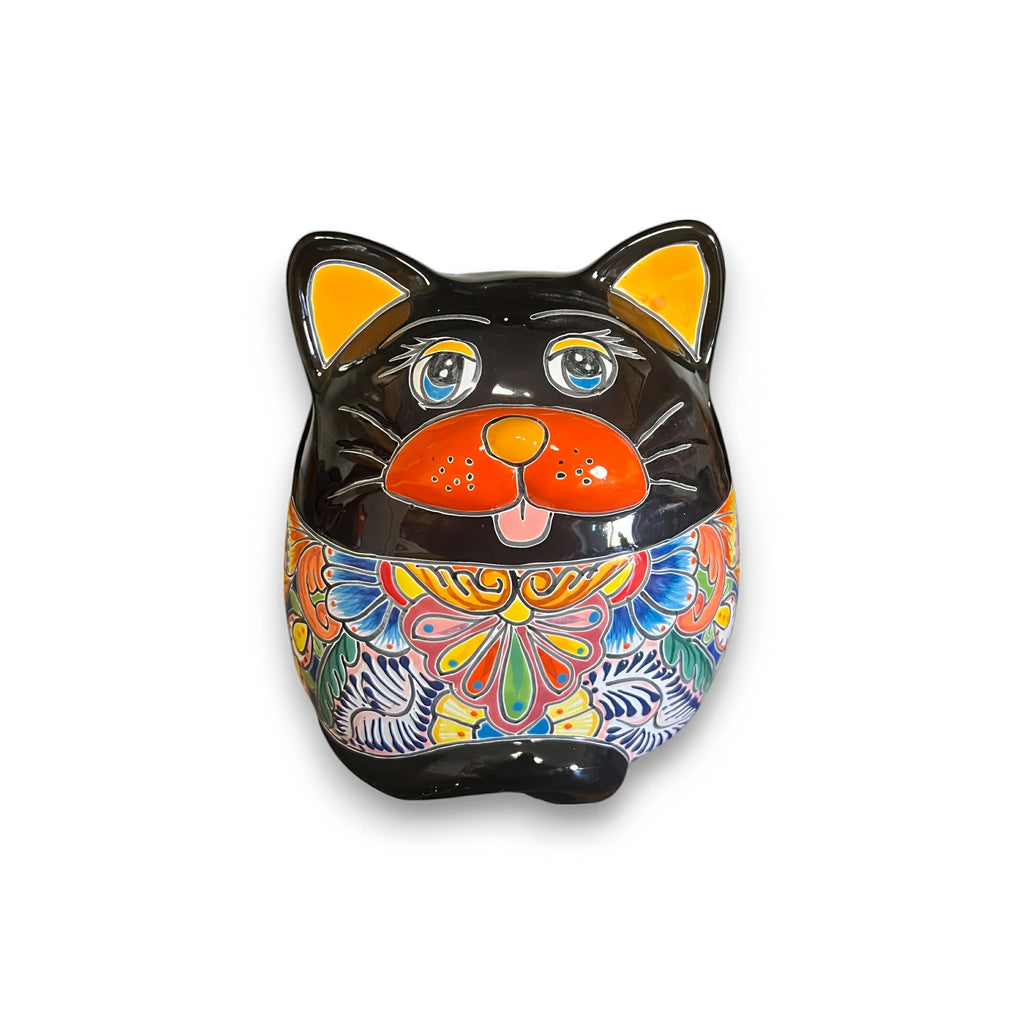 Talavera Cat Planter | Handmade Fat Cat Ceramic Pot