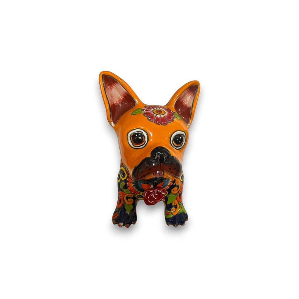 Colorful Talavera French Bulldog Statue | Handmade Wall Art