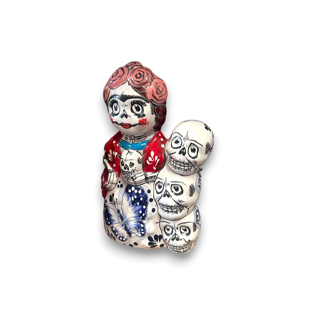 Talavera Frida Statue | Day of the Dead Calavera Skull Decor